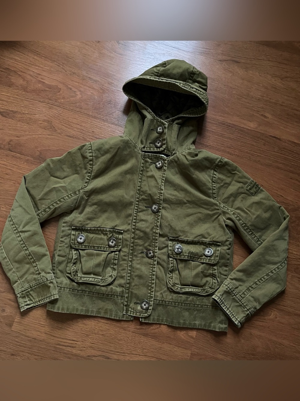 Abercrombie & Fitch Army Jacket Quilt Lined Military Field Utility Cotton Hooded